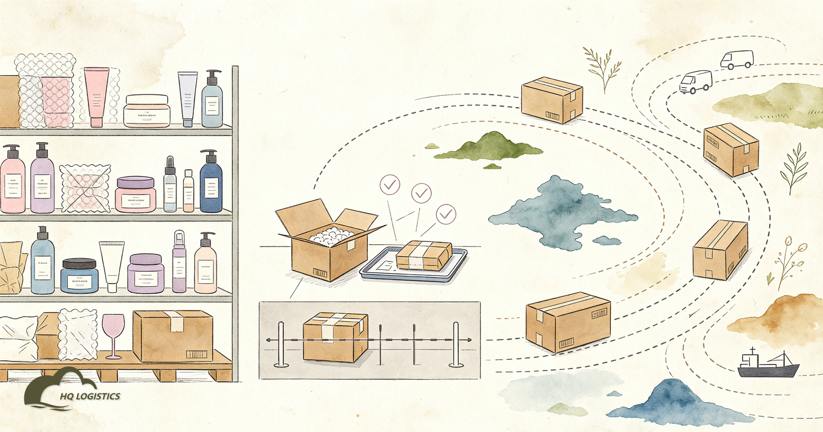 Why Skincare Products Are Challenging to Ship Internationally.png Shopify skincare fulfillment, skincare product shipping, beauty product fulfillment, international ecommerce shipping, sensitive goods shipping, Shopify logistics, cosmetics fulfillment, beauty brand supply chain, global fulfillment partner, HQ LOGISTICS